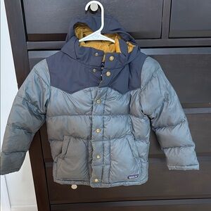Patagonia Kids Gray and Yellow Puffer Jacket